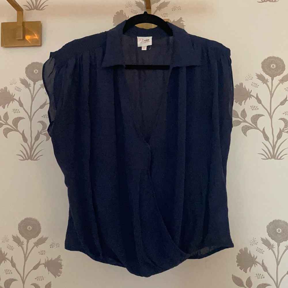 Parker navy silk blouse